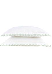 CHRISTY Scallop Edge Cotton Sateen Oxford Pillowcases in Green - thumbnail 3