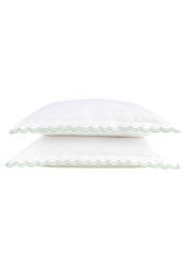 CHRISTY Scallop Edge Cotton Sateen Oxford Pillowcases in Green