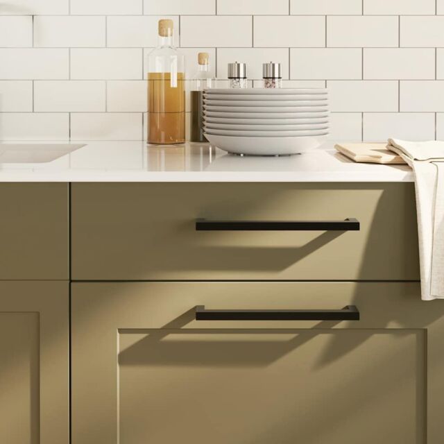 Berkfield Home Cabinet Handles 5 pcs Black 224 mm Stainless Steel - image 1