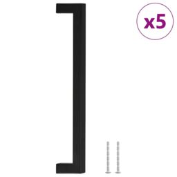 Berkfield Home Cabinet Handles 5 pcs Black 224 mm Stainless Steel - thumbnail 2