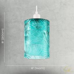 Happy Homewares Modern Teal Embossed Glass Pendant Shade with Pressed Leaf Pattern - thumbnail 7