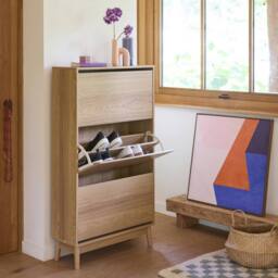 sweeek Scandi-style shoe cabinet with wood effct in Beige - thumbnail 4