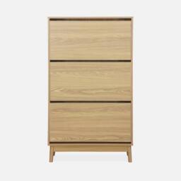 sweeek Scandi-style Shoe Cabinet With Wood Effct in Light Brown - thumbnail 2