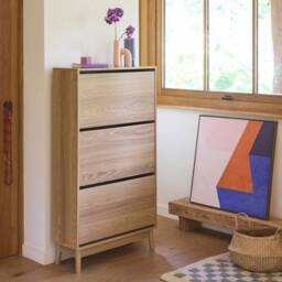 sweeek Scandi-style shoe cabinet with wood effct in Brown