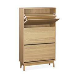 sweeek Scandi-style shoe cabinet with wood effct in Beige - thumbnail 8