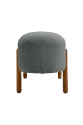 Living and Home Grey Polar Fleece Oval Shaped Bench Entryway Shoe Changing Stool - thumbnail 5
