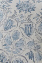 Dreams & Drapes 'Averie' Filled 100% Cotton Cushion With Delicate Floral Print in Blue - Size: 43 cm x 43 cm - thumbnail 2