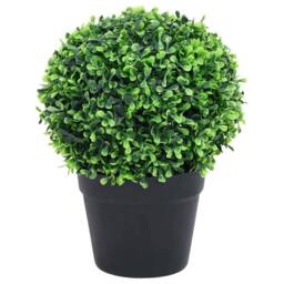 Berkfield Home Artificial Boxwood Plants 2 pcs with Pots Ball Shaped Green 32 cm - thumbnail 1