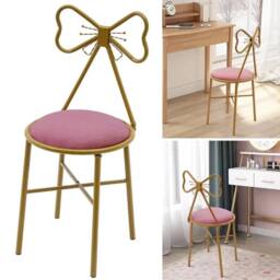 FLAVORA Metal Frame Sun Bow Back Makeup Vanity Stool in Pink - Size: 0.5m x 1m