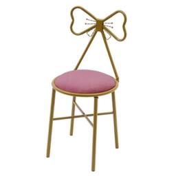 FLAVORA Metal Frame Sun Bow Back Makeup Vanity Stool in Pink - Size: 0.5m x 1m - thumbnail 6