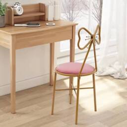 FLAVORA Metal Frame Sun Bow Back Makeup Vanity Stool in Pink - Size: 0.5m x 1m - thumbnail 5