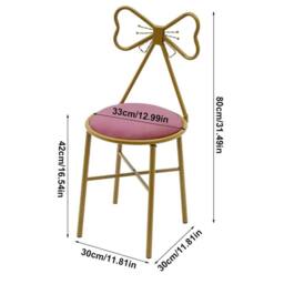 FLAVORA Metal Frame Sun Bow Back Makeup Vanity Stool in Pink - Size: 0.5m x 1m - thumbnail 2
