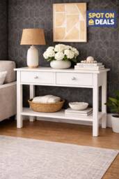 SAXONY White Console Table with Drawers Narrow Hallway Storage Unit - thumbnail 7