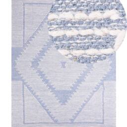Wyld and Coco Rug Handwoven Cotton Wool Blue and Off-White Geometric Tassels - Size: 160 cm x 230 cm - thumbnail 2