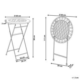 Wyld and Coco Provencal Beige Iron Round Bar Table for 2 - thumbnail 3