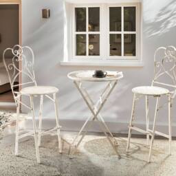 Wyld and Coco Provencal Beige Iron Round Bar Table for 2 - thumbnail 1