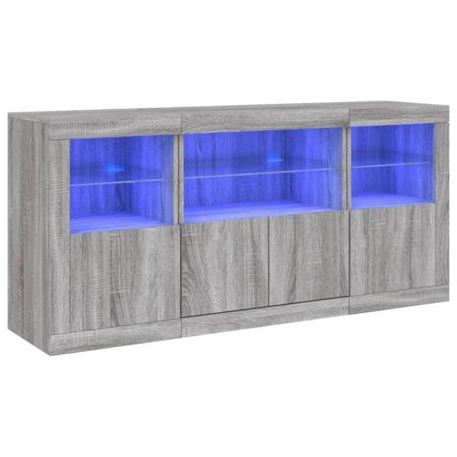 Berkfield Home Sideboard with LED Lights Grey Sonoma 142.5x37x67 cm - image 1