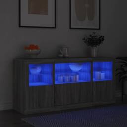 Berkfield Home Sideboard with LED Lights Grey Sonoma 142.5x37x67 cm - thumbnail 2