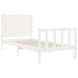 Berkfield Home Bed Frame with Headboard White Single Solid Wood - thumbnail 5