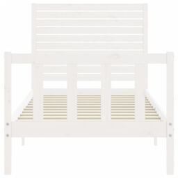 Berkfield Home Bed Frame with Headboard White Single Solid Wood - thumbnail 6