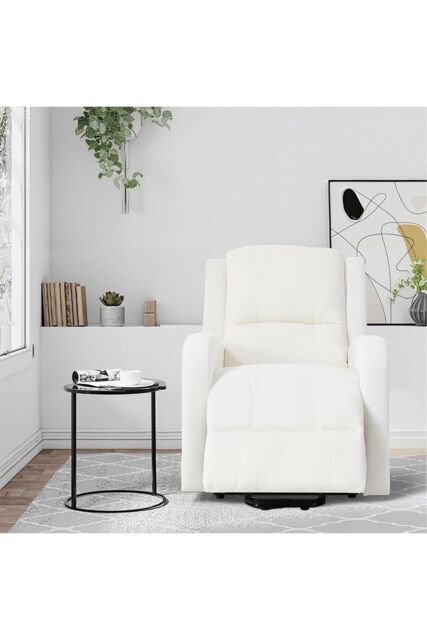 Living and Home Single Sofa Recliner Armchair Reclining Chair with Massage & Heat in White - image 1