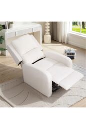 Living and Home Single Sofa Recliner Armchair Reclining Chair with Massage & Heat in White - thumbnail 2