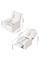 Living and Home Single Sofa Recliner Armchair Reclining Chair with Massage & Heat in White - thumbnail 4