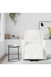 Living and Home Single Sofa Recliner Armchair Reclining Chair with Massage & Heat in White