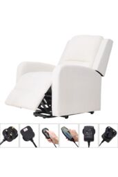 Living and Home Single Sofa Recliner Armchair Reclining Chair with Massage & Heat in White - thumbnail 3