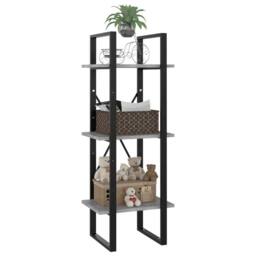 Berkfield Home Decorative 3-Tier Book Cabinet Concrete Grey 40x30x105 cm Enginee - Size: 40 x 30 x 105 cm - thumbnail 4