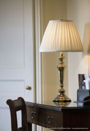 Loops Table Lamp Oyster Silk Sheen Box Pleat Shade Burnished Brass LED E27 60W in Metallics - thumbnail 2