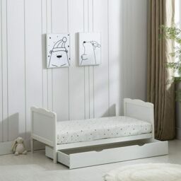 MCC Direct CozyCubs Wooden Baby Cot Bed with Drawer & mattress Orlando in White - Size: 1 Pack - thumbnail 4