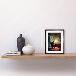 "Artery8 Wall Art Print Private Detective in his Office Film Noir Style Artwork Framed 9X7 Inch in Brown - Size: W7"" x H9""" - thumbnail 2