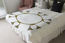 Benjamin Tate Design Ancient Egyptian Lotus Motifs Blanket in Natural - Size: 120 cm x 150 cm - thumbnail 3