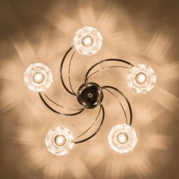 Harper Living Polished Chrome Spiral 5 Light Semi Flush Ceiling Light in Silver - thumbnail 3