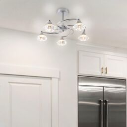Harper Living Polished Chrome Spiral 5 Light Semi Flush Ceiling Light in Silver - thumbnail 2