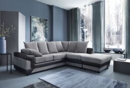 SquareBoxx Arlo Corded Fabric Sofa with Leather-Effect Arms Right Hand Facing Corner in Grey - thumbnail 2