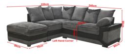SquareBoxx Arlo Corded Fabric Sofa with Leather-Effect Arms Right Hand Facing Corner in Grey - thumbnail 3