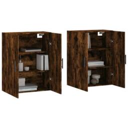 Berkfield Home Wall Mounted Cabinets 2 pcs Smoked Oak 69.5x34x90 cm in Brown - thumbnail 1