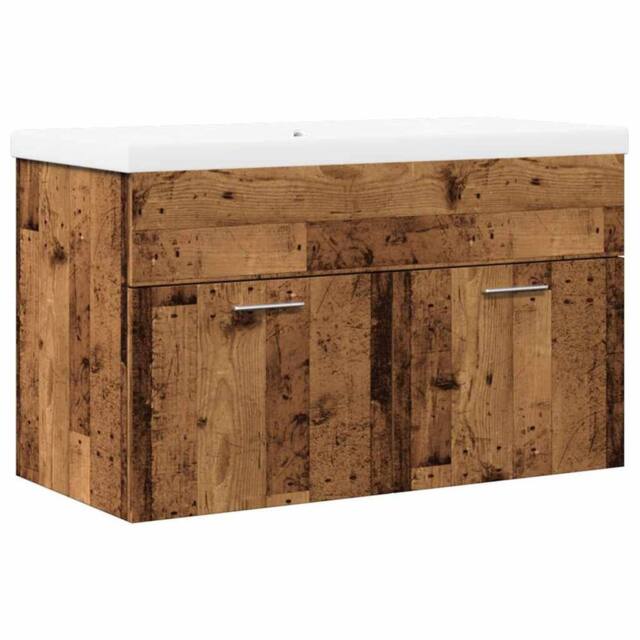 Berkfield Home 2 Piece Bathroom Furniture Set Old Wood Engineered Wood in Brown - image 1