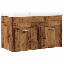 Berkfield Home 2 Piece Bathroom Furniture Set Old Wood Engineered Wood in Brown - thumbnail 1