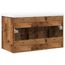 Berkfield Home 2 Piece Bathroom Furniture Set Old Wood Engineered Wood in Brown - thumbnail 8