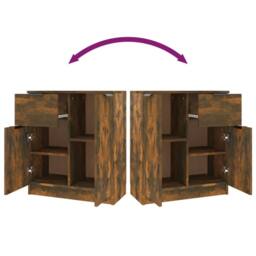 Berkfield Home Sideboard Smoked Oak 60x30x70 cm Engineered Wood in Brown - Size: 60 x 30 x 70 cm - thumbnail 9