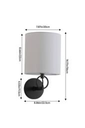 Soft Fabric Shade Wall Lamp with Metal Hardware in Black - thumbnail 3