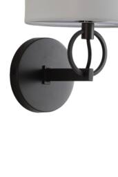 Soft Fabric Shade Wall Lamp with Metal Hardware in Black - thumbnail 4