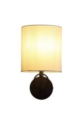 Soft Fabric Shade Wall Lamp with Metal Hardware in Black - thumbnail 2
