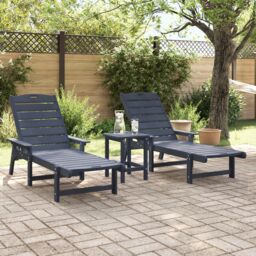 Berkfield Home Sun Loungers 2 pcs Navy Blue 162x53x98.5 cm HDPE - thumbnail 3