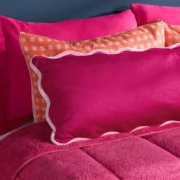 OHS Scallop Edge Bolster Pillow Soft Maternity Back Support Filled Cushion in Bright Pink - thumbnail 2