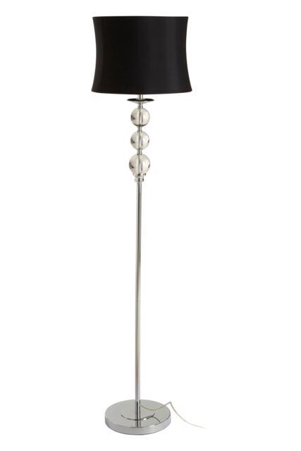 Orsina Modern Floor Lamp With Stainless Steel Pole, Floor Light With Chrome Stem, Monochrome Crystal Orbs Lamp in Silver - image 1