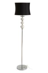 Orsina Modern Floor Lamp With Stainless Steel Pole, Floor Light With Chrome Stem, Monochrome Crystal Orbs Lamp in Silver
